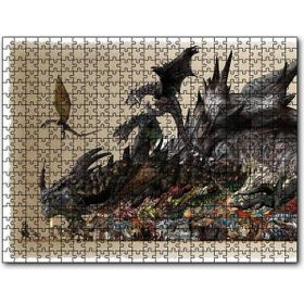 Cakapuzzle Canavar Avcısı Ejderhalar ve Avcılar Mdf 120 Parça Puzzle