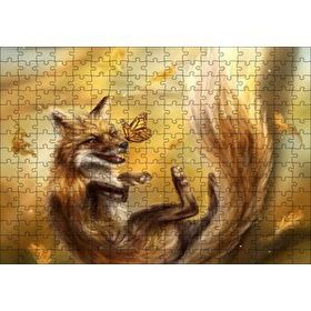 Cakapuzzle Canavar Tilki ve Kelebekler 120 Parça Ahşap Puzzle