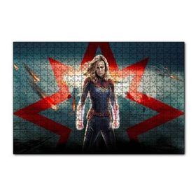 Cakapuzzle Captain Marvel ve Yıldız 120 Parça Ahşap Puzzle