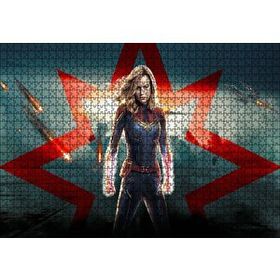 Cakapuzzle Captain Marvel ve Yıldız 120 Parça Ahşap Puzzle