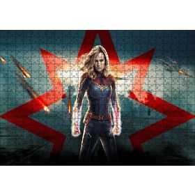 Cakapuzzle Captain Marvel ve Yıldız 120 Parça Ahşap Puzzle