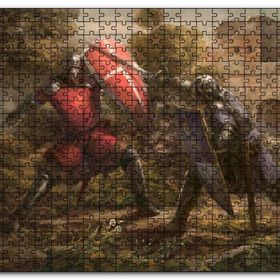 Cakapuzzle Çarpışan Zırhlı Şövalyeler Yağlıboya Mdf 120 Parça Puzzle