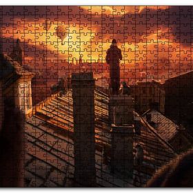 Cakapuzzle Çatıdan Hava Balonları Günbatımı Ahşap 255 Parça Puzzle