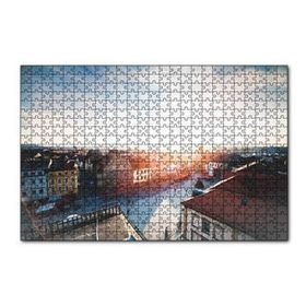 Cakapuzzle Çatıdan Şehir ve Güneş Işıkları Mdf 120 Parça Puzzle