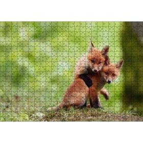 Cakapuzzle Çayırda Birbiriyle Oynayan Yavru Tilkiler 120 Parça Ahşap Puzzle