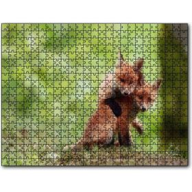 Cakapuzzle Çayırda Birbiriyle Oynayan Yavru Tilkiler Mdf 1000 Parça Puzzle