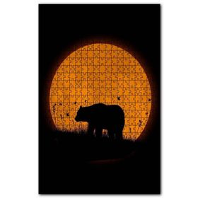 Cakapuzzle Çayırda Boz Ayı ve Arkada Süper Ay Ahşap 1000 Parça Puzzle