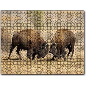 Cakapuzzle Çayırda Gövde Gösterisindeki Bizonlar Mdf 120 Parça Puzzle