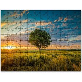 Cakapuzzle Çayırda Günbatımı Bulutlar ve Yalnız Ağaç Mdf 500 Parça Puzzle