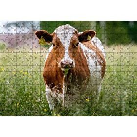 Cakapuzzle Çayırda Kahverengi Beyaz İnek 120 Parça Ahşap Puzzle