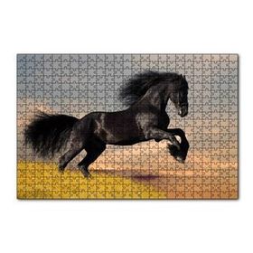 Cakapuzzle Çayırda Koşan Vahşi Siyah At 120 Parça Ahşap Puzzle