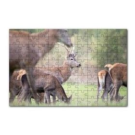 Cakapuzzle Çayırda Otlayan Ren Geyikleri 120 Parça Ahşap Puzzle