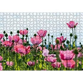 Cakapuzzle Çayırda Pembe Gelincikler ve Gökyüzü 120 Parça Ahşap Puzzle