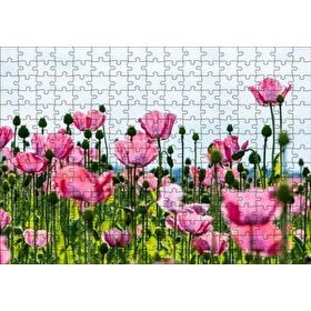Cakapuzzle Çayırda Pembe Gelincikler ve Gökyüzü 120 Parça Ahşap Puzzle