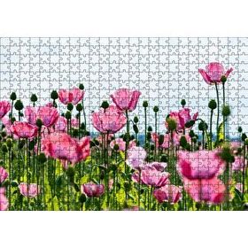 Cakapuzzle Çayırda Pembe Gelincikler ve Gökyüzü 120 Parça Ahşap Puzzle