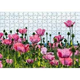 Cakapuzzle Çayırda Pembe Gelincikler ve Gökyüzü 120 Parça Ahşap Puzzle