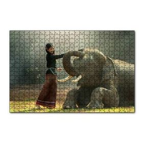 Cakapuzzle Çayırdaki Fil ve Onu Seven Kız 120 Parça Ahşap Puzzle
