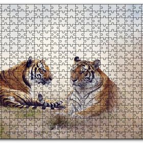Cakapuzzle Çayırdaki Kaplan Çifti Mdf 120 Parça Puzzle