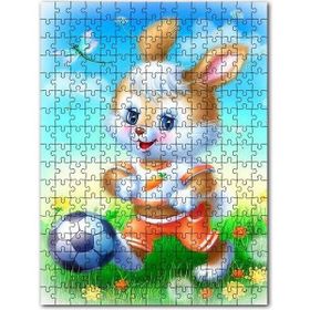 Cakapuzzle Çayırdaki Sevimli Tavşan ve Futbol Topu Mdf 1000 Parça Puzzle
