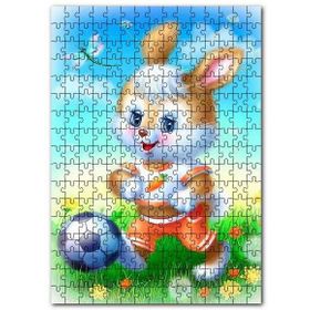 Cakapuzzle Çayırdaki Sevimli Tavşan ve Futbol Topu Mdf 120 Parça Puzzle