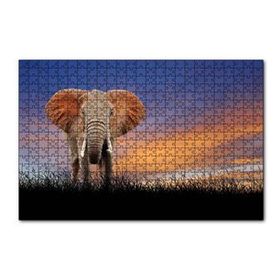 Cakapuzzle Çayırdaki Yetişkin Fil ve Kızıl Gökler 120 Parça Ahşap Puzzle