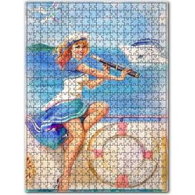 Cakapuzzle Çekici Denizci Kadın Resm Görseli Ahşap 1000 Parça Puzzle