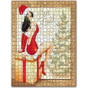 Cakapuzzle Çekici Kadının Noel Kutlaması Görseli 120 Parça Puzzle