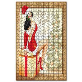 Cakapuzzle Çekici Kadının Noel Kutlaması Görseli Ahşap 255 Parça Puzzle