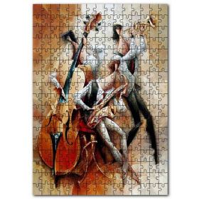 Cakapuzzle Çello Saksofon ve Trompet Çalan Müzisyenler Mdf 500 Parça Puzzle