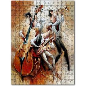 Cakapuzzle Çello Saksofon ve Trompet Çalan Müzisyenler Mdf 500 Parça Puzzle