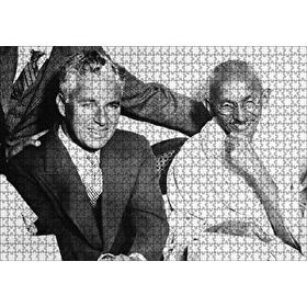 Cakapuzzle Charles Chaplin ve Mahatma Gandhi Gülümsüyor 120 Parça Ahşap Puzzle