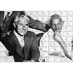 Cakapuzzle Charles Chaplin ve Mahatma Gandhi Gülümsüyor 120 Parça Ahşap Puzzle