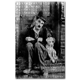 Cakapuzzle Charlie Chaplin Beyaz Köpekle Kapı Önünde Ahşap 1000 Parça Puzzle