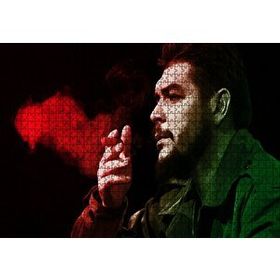 Cakapuzzle Che Guevara Puro İçiyor Siyah Arkaplan Mdf 1000 Parça Puzzle
