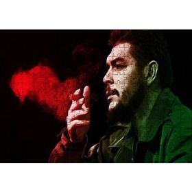 Cakapuzzle Che Guevara Puro İçiyor Siyah Arkaplan Mdf 255 Parça Puzzle