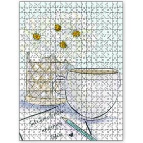Cakapuzzle Çiçek Mektup ve Kahve 500 Parça Ahşap Puzzle