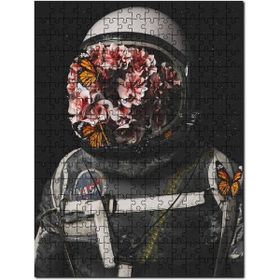 Cakapuzzle Çiçek Yüzlü Astronot Görseli Sanat Mdf 255 Parça Puzzle