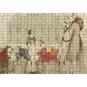 Cakapuzzle Çiçekçi Kız ve Müşterisi Kadınlar 120 Parça Ahşap Puzzle