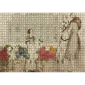 Cakapuzzle Çiçekçi Kız ve Müşterisi Kadınlar Mdf 1000 Parça Puzzle