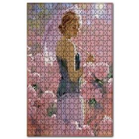 Cakapuzzle Çiçekler Arasında Şemsiyeli Kız Görseli Ahşap 255 Parça Puzzle