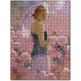 Cakapuzzle Çiçekler Arasında Şemsiyeli Kız Görseli Ahşap 255 Parça Puzzle
