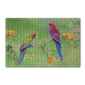 Cakapuzzle Çiçekli Dal Üzerindeki Renkli Papağanlar 120 Parça Ahşap Puzzle