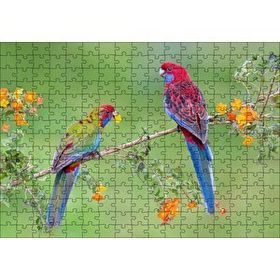 Cakapuzzle Çiçekli Dal Üzerindeki Renkli Papağanlar 120 Parça Ahşap Puzzle