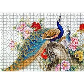 Cakapuzzle Çift Tavuskuşiar Sanatsal Görsel 120 Parça Ahşap Puzzle