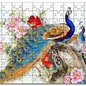 Cakapuzzle Çift Tavuskuşiar Sanatsal Görsel Mdf 120 Parça Puzzle