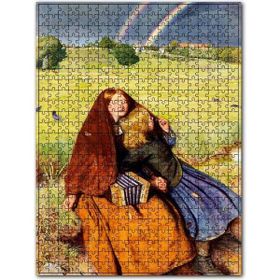 Cakapuzzle Çifte Gökkuşağı ve Akordeonlu Kadınla Kızı 120 Parça Mdf Puzzle