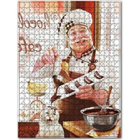 Cakapuzzle Çikolatalı Ekler Yapan Pastacı ve Kedisi 120 Parça Mdf Puzzle
