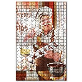 Cakapuzzle Çikolatalı Ekler Yapan Pastacı ve Kedisi Ahşap 255 Parça Puzzle