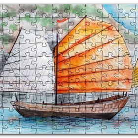 Cakapuzzle Çin Teknesi Sobalvarro Görseli Mdf 120 Parça Puzzle
