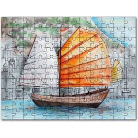 Cakapuzzle Çin Teknesi Sobalvarro Görseli Mdf 120 Parça Puzzle